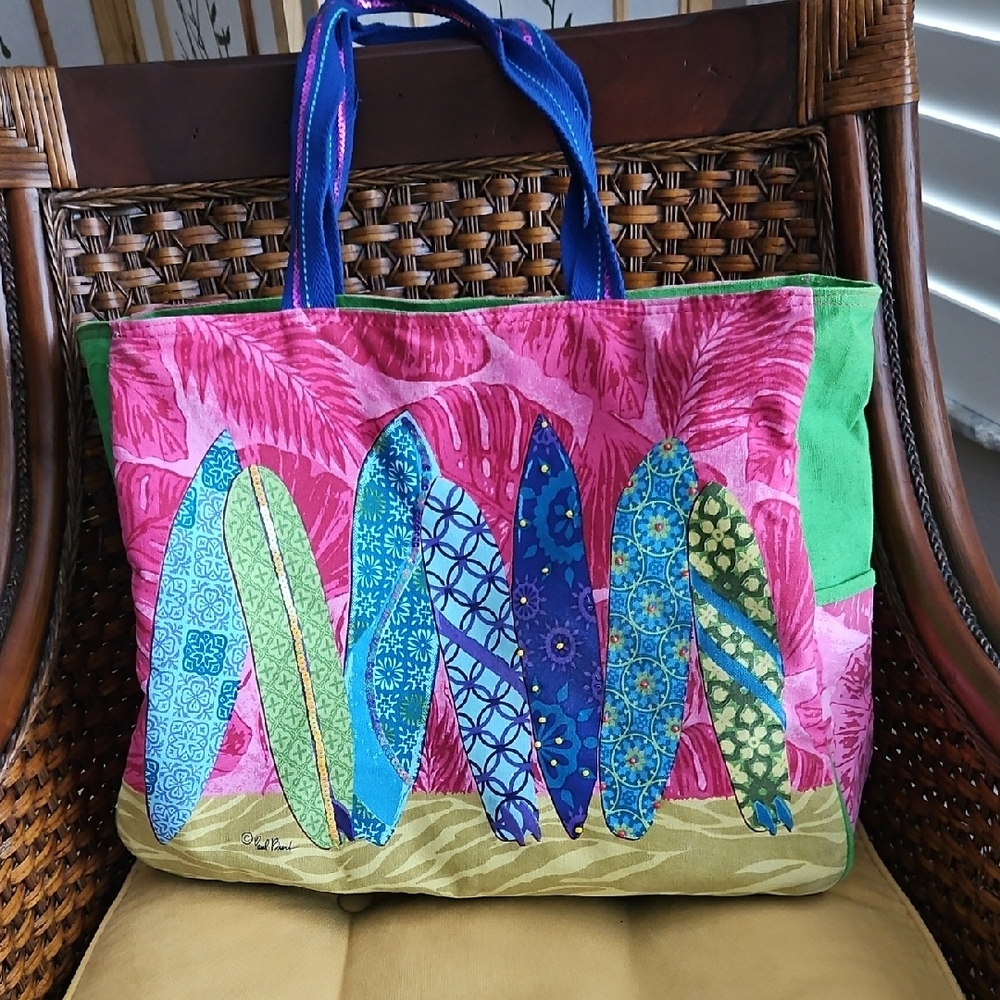 Colorful Surfboard Design Tote/Beach Bag